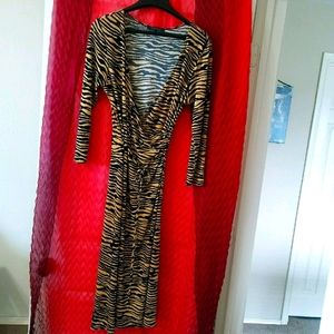 Vintage Mock-Wrap Midi Dress